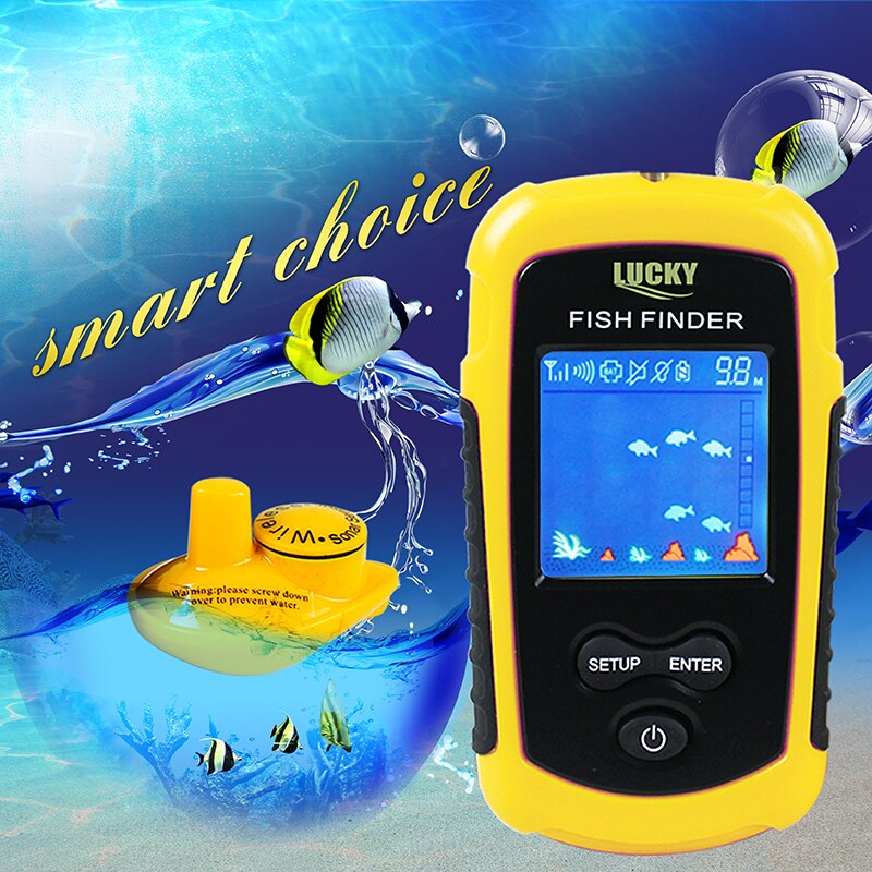 Lucky sonar rastreador de peixes sem fio, localizador de peixes com alarme de 40m/120 ft profundo para pesca marítima