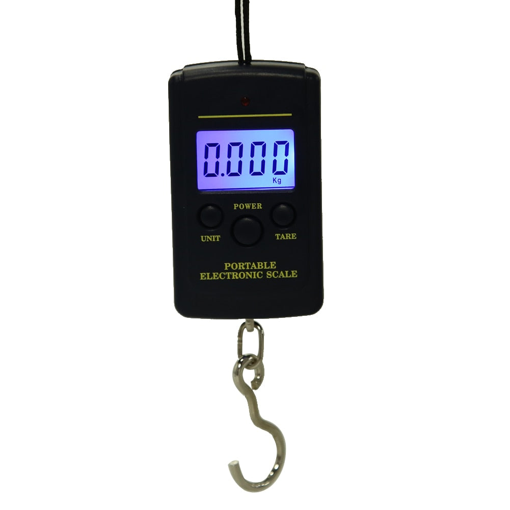  Mini balança digital para pesca, 40kg x 10g, bagagem, viagem, gancho de suspensão, balança eletrônica, ferramenta de peso de cozinha