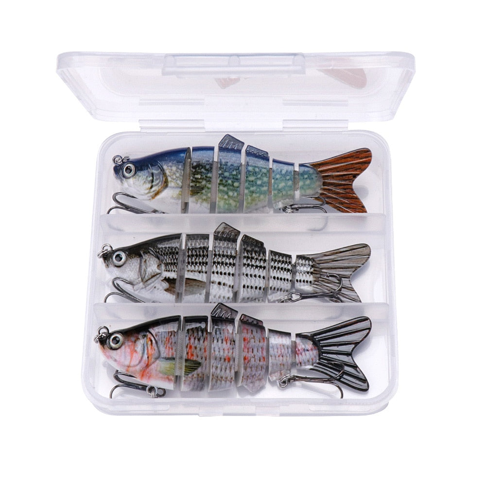 Vtavta kit isca de pesca peixinho, conjunto de 3 peças wobblers  isca Articulada realista 10cm 17g com caixa de equipamento Vtavta kit isca, conjunto de 3 peça