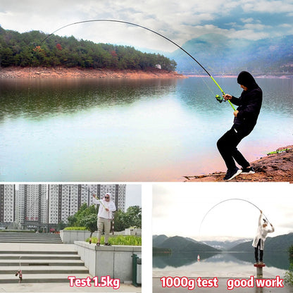 Josby vara de pesca telescópica de fibra de carbono, portátil, giratória, viagem, ultraleve, 3.6m, 4.5m, 5.4m, 6.3m