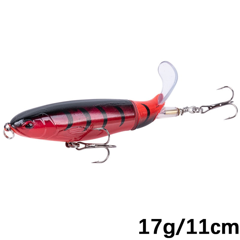 (h) - Goture whopper popper 10cm/11cm/14cm isca de pesca explosões e rotação na cauda   cambaleante.
