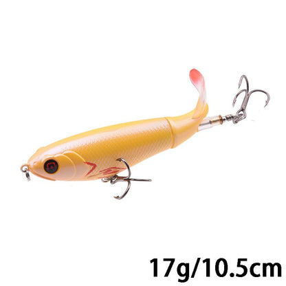 (h) - Goture whopper popper 10cm/11cm/14cm isca de pesca explosões e rotação na cauda   cambaleante.